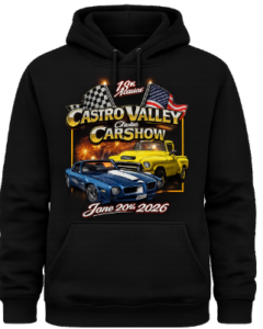 hoddie front print castro valley car show