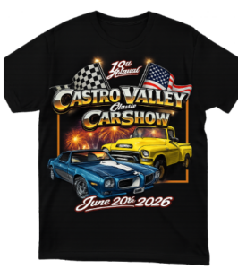 black event t shirt with car show design
