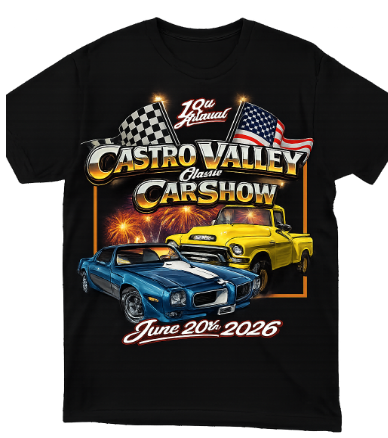 black event t shirt with car show design